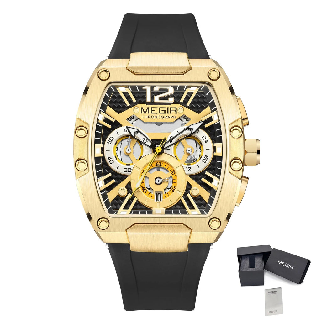 MEGIR Chronograph Luxury Sport Quartz Watch Men Waterproof Luminous Silicone Casual Big Dial Wristwatch Auto Date Reloj Hombre-15