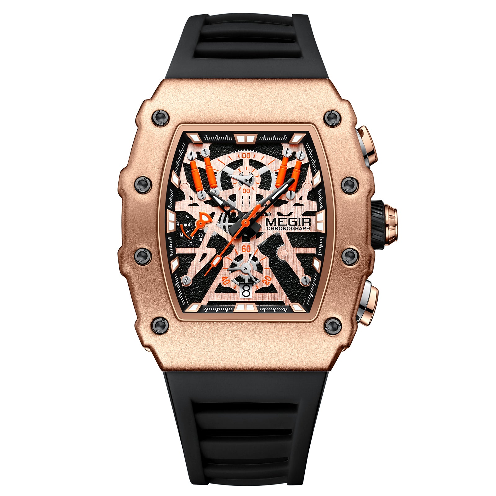 MEGIR Luxury Outdoor Sport Wristwatch for Mens Silicone Waterproof Watches Quartz Wrist Watch Male Clock Military Watch 2218-7