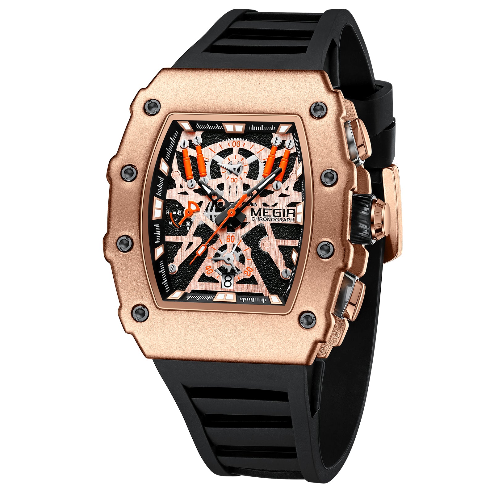 MEGIR Luxury Outdoor Sport Wristwatch for Mens Silicone Waterproof Watches Quartz Wrist Watch Male Clock Military Watch 2218-6