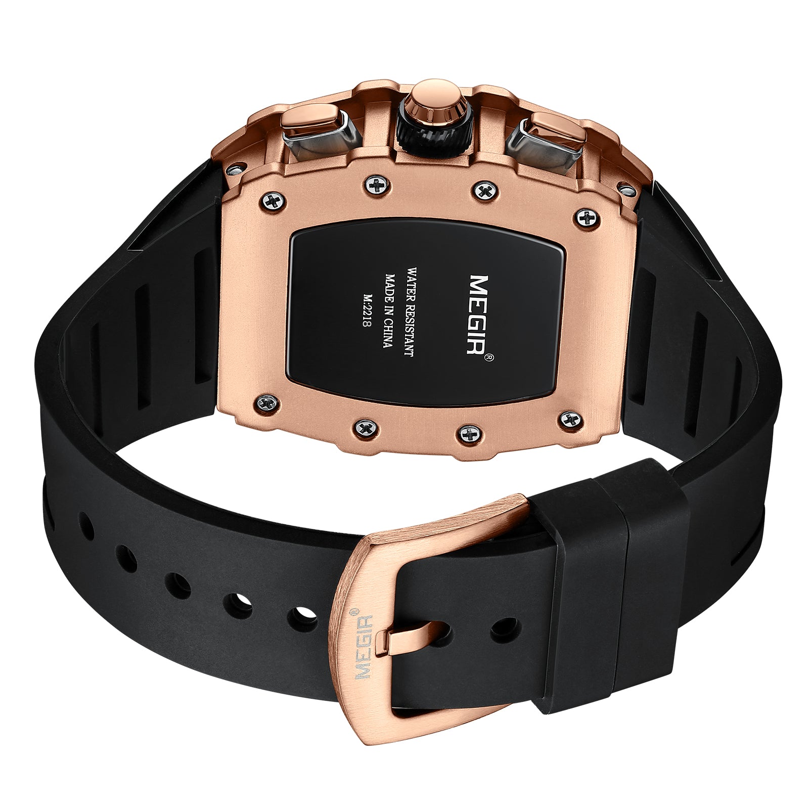 MEGIR Luxury Outdoor Sport Wristwatch for Mens Silicone Waterproof Watches Quartz Wrist Watch Male Clock Military Watch 2218-18