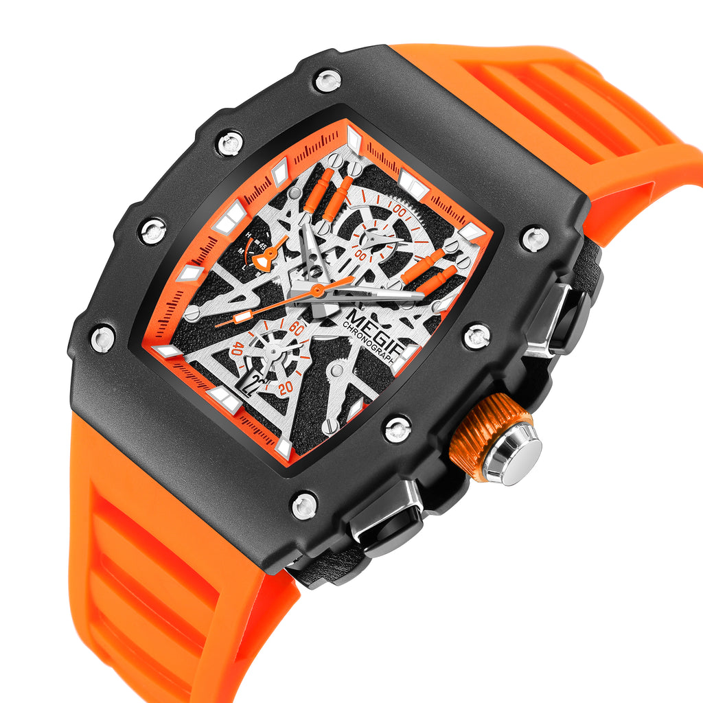 MEGIR Luxury Outdoor Sport Wristwatch for Mens Silicone Waterproof Watches Quartz Wrist Watch Male Clock Military Watch 2218-14