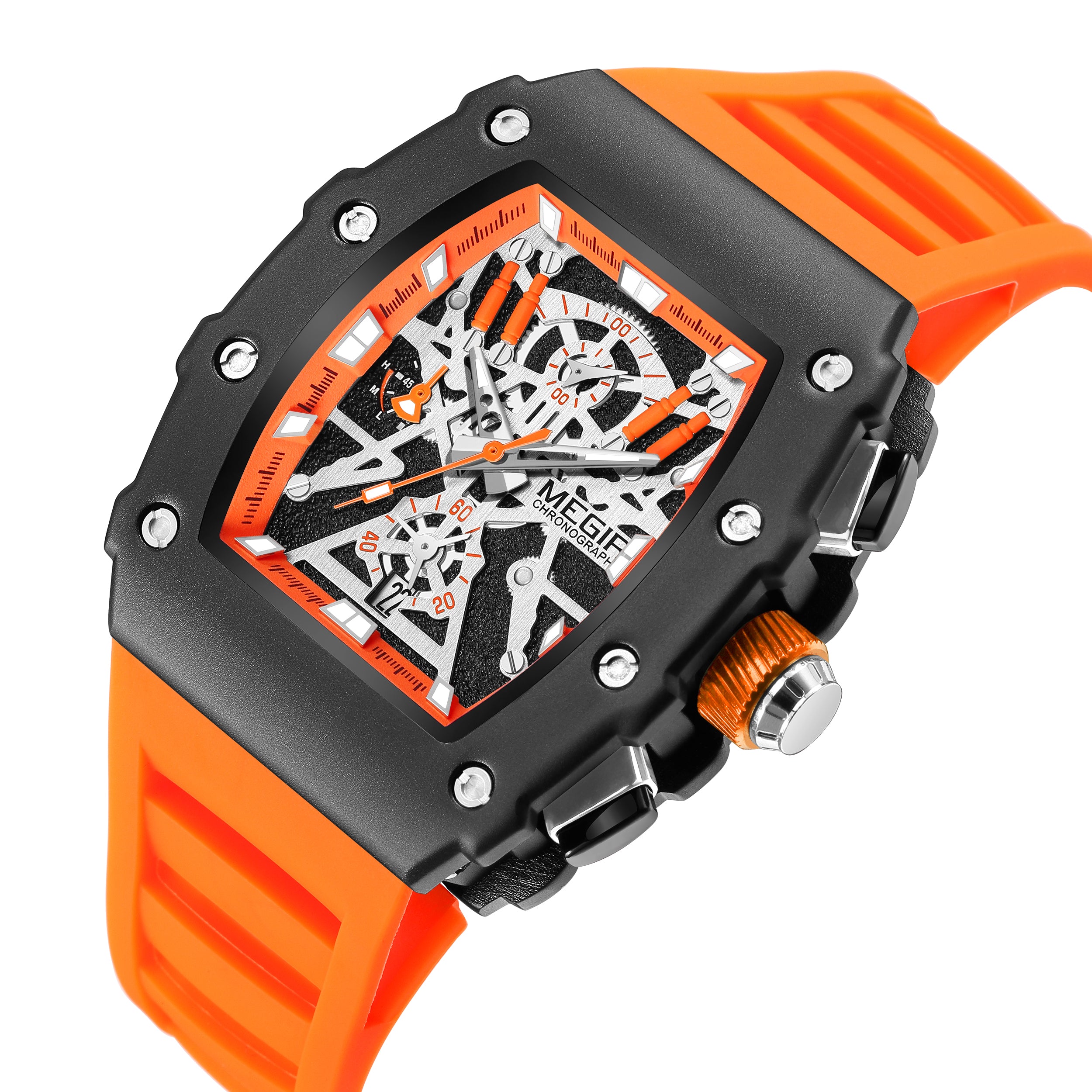 MEGIR Luxury Outdoor Sport Wristwatch for Mens Silicone Waterproof Watches Quartz Wrist Watch Male Clock Military Watch 2218-14
