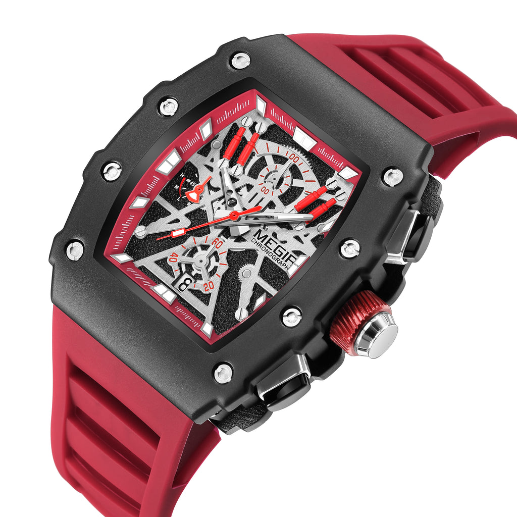 MEGIR Luxury Outdoor Sport Wristwatch for Mens Silicone Waterproof Watches Quartz Wrist Watch Male Clock Military Watch 2218-15