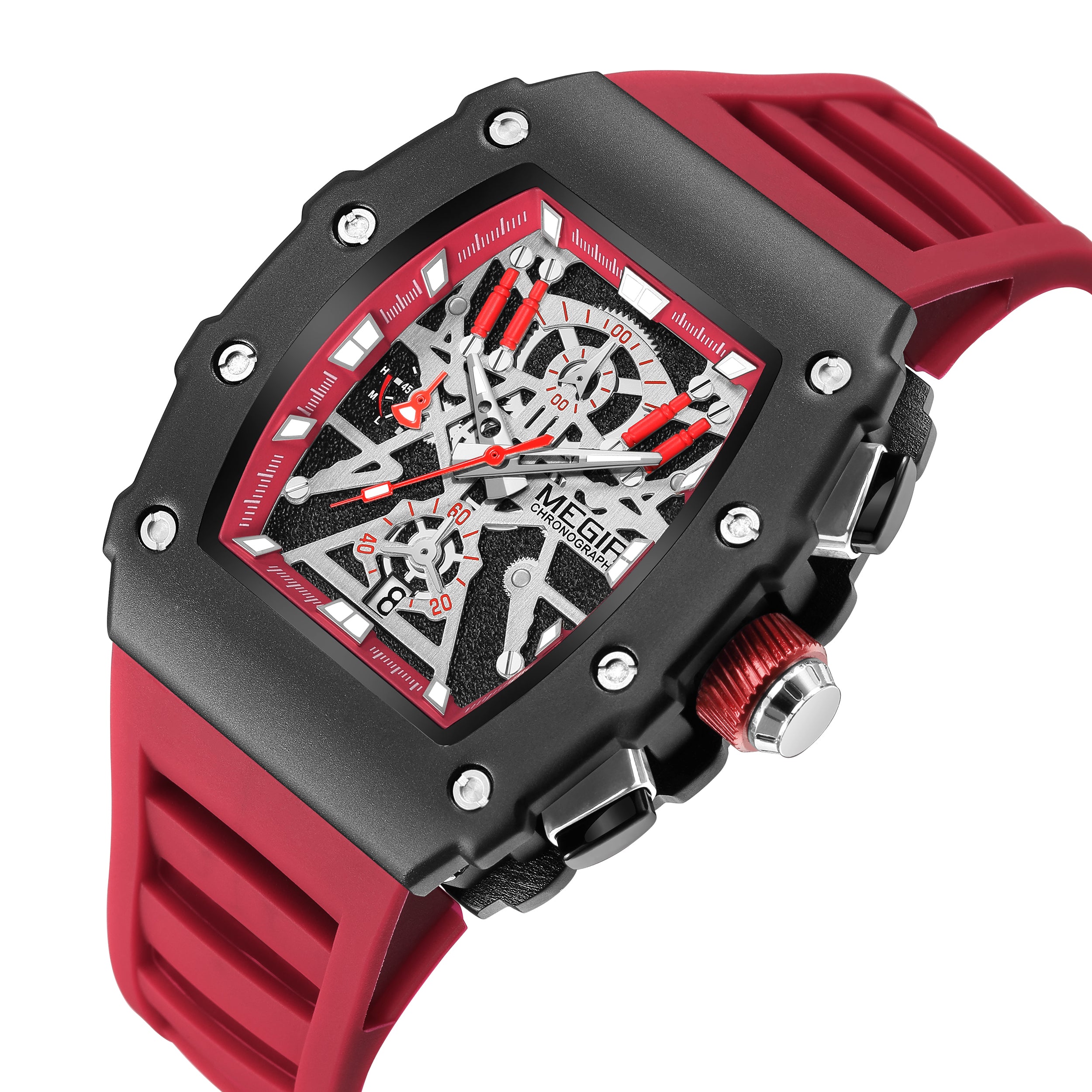 MEGIR Luxury Outdoor Sport Wristwatch for Mens Silicone Waterproof Watches Quartz Wrist Watch Male Clock Military Watch 2218-15